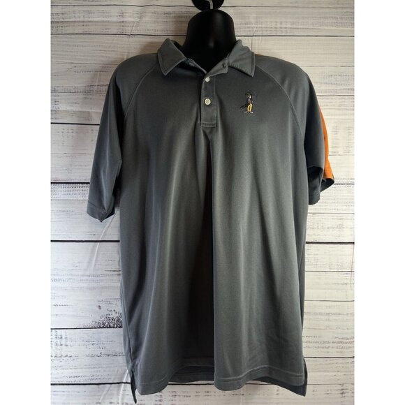 Dunning Performance Golf Polo Shirt Men XL Gray Poly Short Sleeve Golfer Logo - Picture 1 of 12
